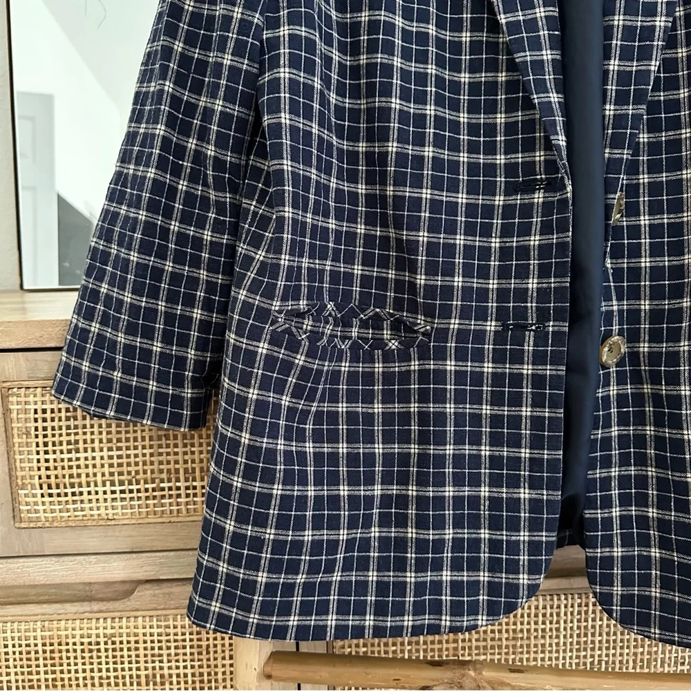 Vintage Sag Harbor Blue Plaid Blazer Sz 12 - Picture 3 of 5